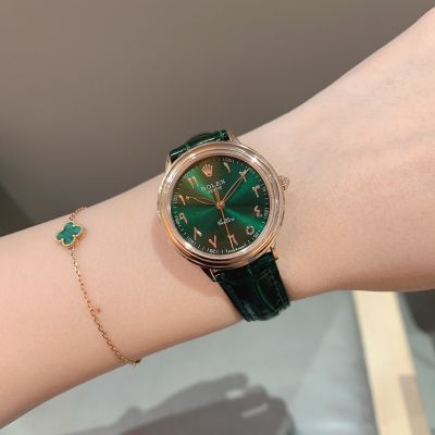 ROLEX Cellini Price List Vintage Women Replica Watch Rose Gold Green Dial
